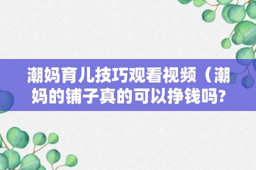 潮妈育儿技巧观看视频（潮妈的铺子真的可以挣钱吗?）