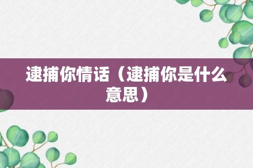 逮捕你情话（逮捕你是什么意思）