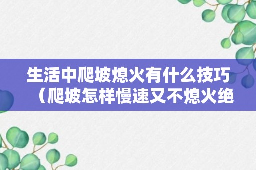 生活中爬坡熄火有什么技巧（爬坡怎样慢速又不熄火绝招视频）