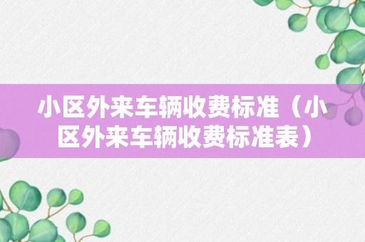 小区外来车辆收费标准（小区外来车辆收费标准表）