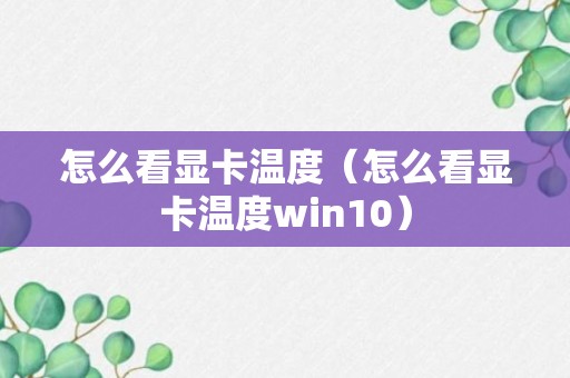 怎么看显卡温度（怎么看显卡温度win10）