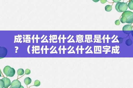 成语什么把什么意思是什么？（把什么什么什么四字成语）