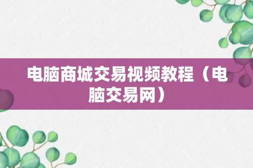 电脑商城交易视频教程（电脑交易网）