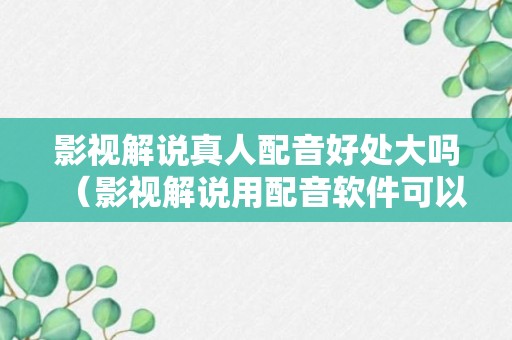 影视解说真人配音好处大吗（影视解说用配音软件可以吗）