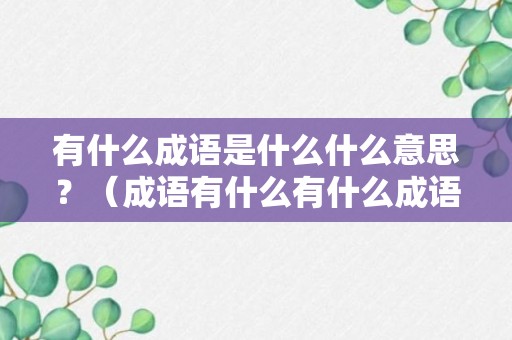 有什么成语是什么什么意思？（成语有什么有什么成语）