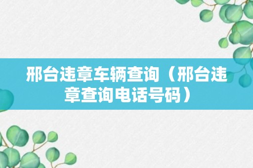 邢台违章车辆查询（邢台违章查询电话号码）