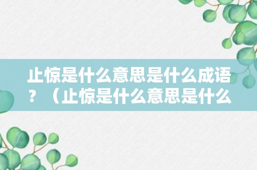 止惊是什么意思是什么成语？（止惊是什么意思是什么成语解释）