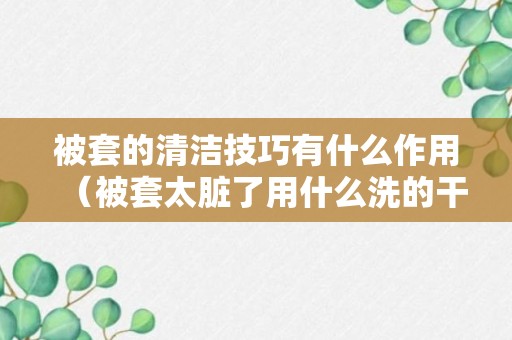 被套的清洁技巧有什么作用（被套太脏了用什么洗的干净）