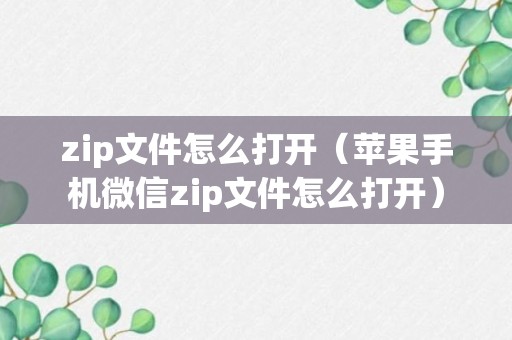 zip文件怎么打开（苹果手机微信zip文件怎么打开）