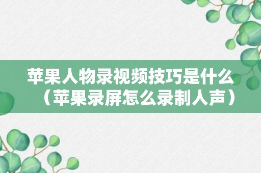 苹果人物录视频技巧是什么（苹果录屏怎么录制人声）