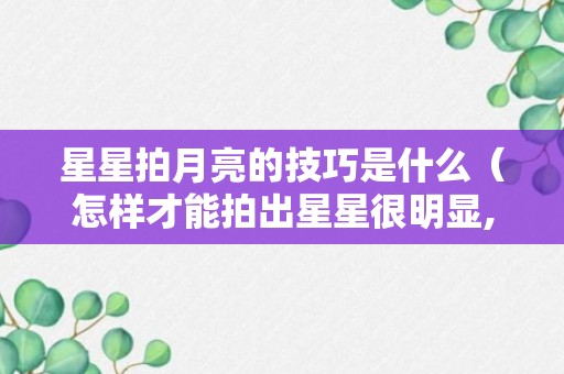 星星拍月亮的技巧是什么（怎样才能拍出星星很明显,月亮曝光又正常的照片?）