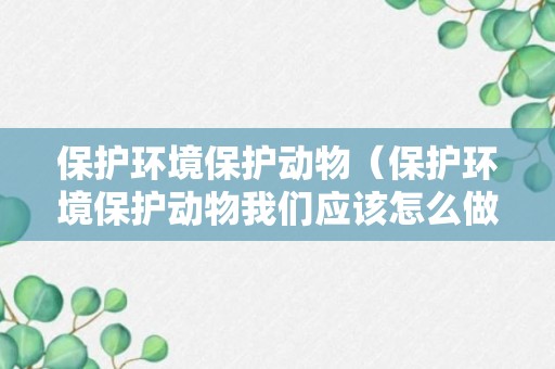 保护环境保护动物（保护环境保护动物我们应该怎么做）