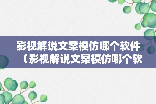 影视解说文案模仿哪个软件（影视解说文案模仿哪个软件的）