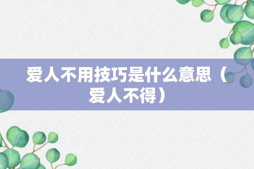 爱人不用技巧是什么意思（爱人不得）