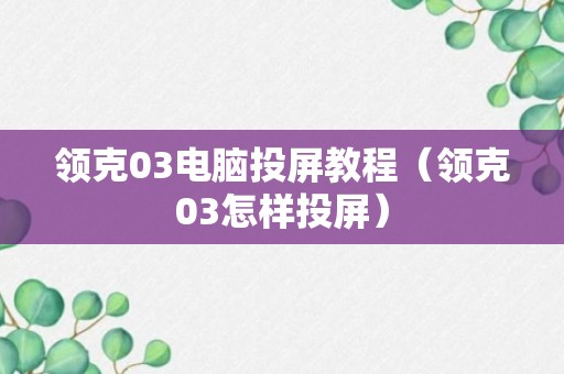 领克03电脑投屏教程（领克03怎样投屏）