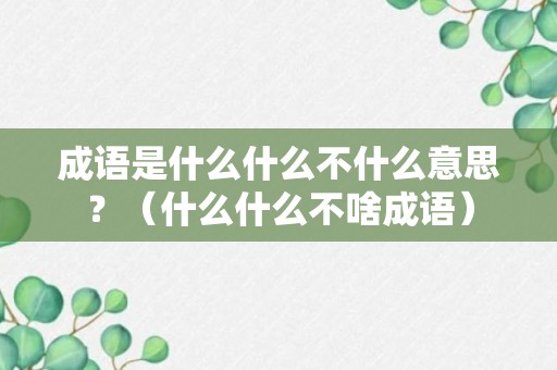 成语是什么什么不什么意思？（什么什么不啥成语）