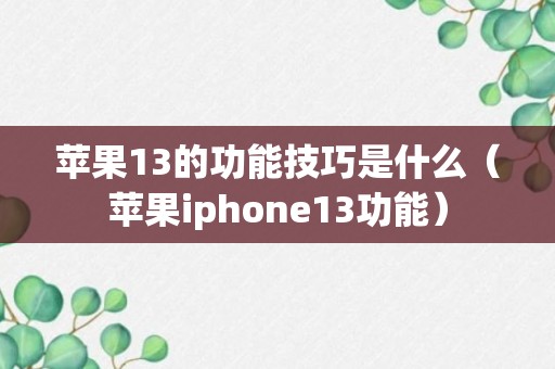 苹果13的功能技巧是什么（苹果iphone13功能）