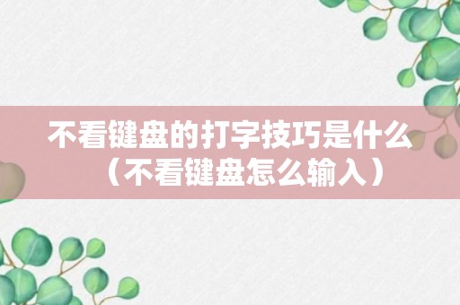 不看键盘的打字技巧是什么（不看键盘怎么输入）