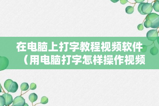 在电脑上打字教程视频软件（用电脑打字怎样操作视频）