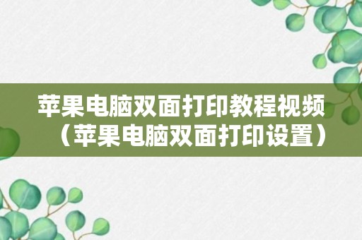 苹果电脑双面打印教程视频（苹果电脑双面打印设置）