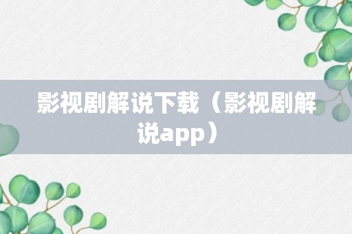 影视剧解说下载（影视剧解说app）