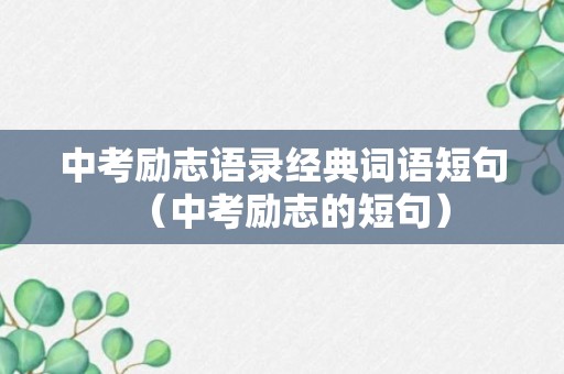 中考励志语录经典词语短句（中考励志的短句）