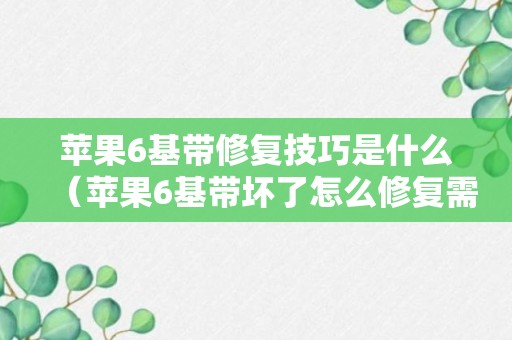 苹果6基带修复技巧是什么（苹果6基带坏了怎么修复需要多少钱）