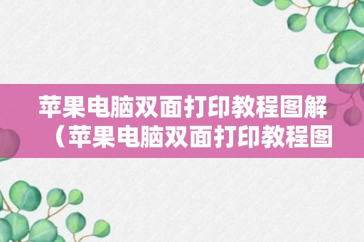 苹果电脑双面打印教程图解（苹果电脑双面打印教程图解说明）