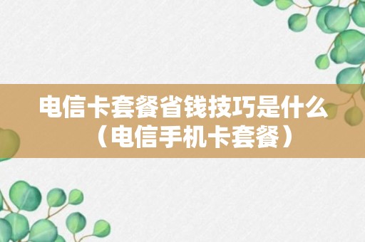 电信卡套餐省钱技巧是什么（电信手机卡套餐）