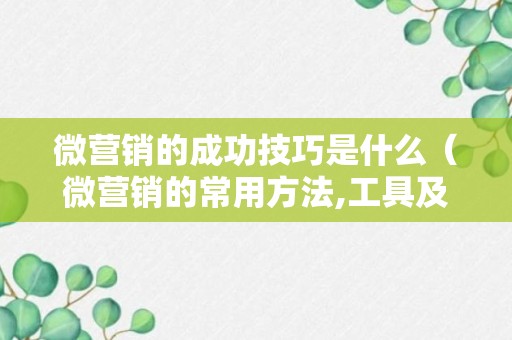 微营销的成功技巧是什么（微营销的常用方法,工具及应对策略）