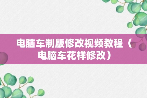 电脑车制版修改视频教程（电脑车花样修改）