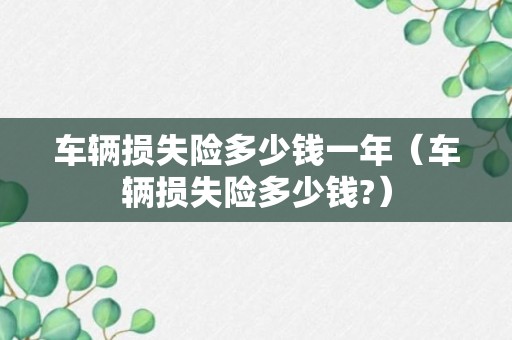 车辆损失险多少钱一年（车辆损失险多少钱?）