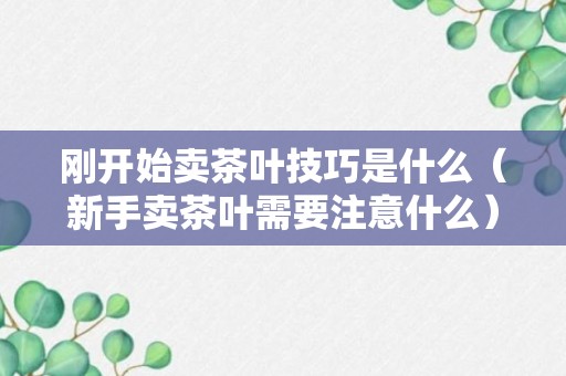 刚开始卖茶叶技巧是什么（新手卖茶叶需要注意什么）