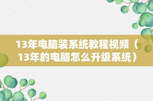 13年电脑装系统教程视频（13年的电脑怎么升级系统）