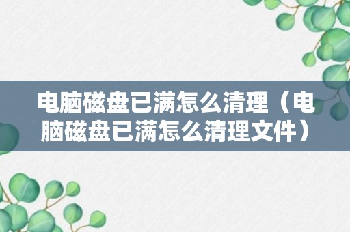 电脑磁盘已满怎么清理（电脑磁盘已满怎么清理文件）