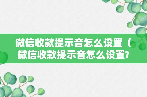 微信收款提示音怎么设置（微信收款提示音怎么设置?）