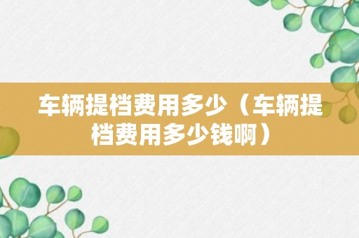 车辆提档费用多少（车辆提档费用多少钱啊）