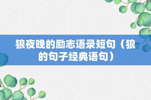 狼夜晚的励志语录短句（狼的句子经典语句）