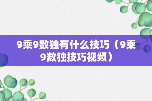 9乘9数独有什么技巧（9乘9数独技巧视频）