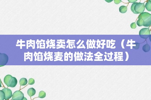 牛肉馅烧卖怎么做好吃（牛肉馅烧麦的做法全过程）