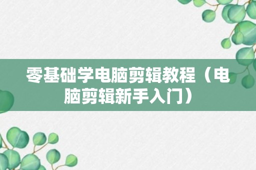 零基础学电脑剪辑教程（电脑剪辑新手入门）