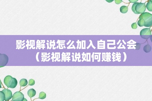 影视解说怎么加入自己公会（影视解说如何赚钱）