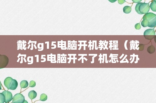 戴尔g15电脑开机教程（戴尔g15电脑开不了机怎么办）