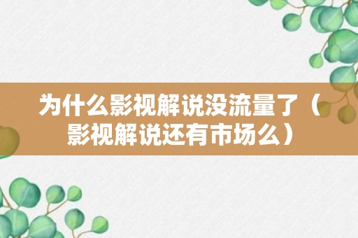 为什么影视解说没流量了（影视解说还有市场么）