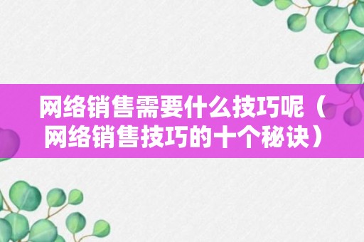 网络销售需要什么技巧呢（网络销售技巧的十个秘诀）