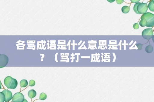 各骂成语是什么意思是什么？（骂打一成语）