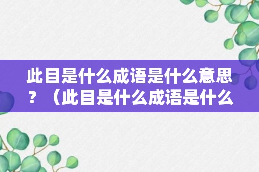 此目是什么成语是什么意思？（此目是什么成语是什么意思呀）