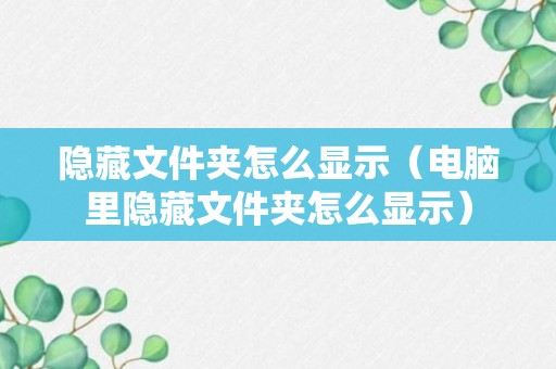 隐藏文件夹怎么显示（电脑里隐藏文件夹怎么显示）