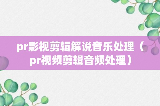 pr影视剪辑解说音乐处理（pr视频剪辑音频处理）