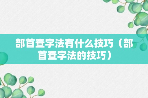 部首查字法有什么技巧（部首查字法的技巧）